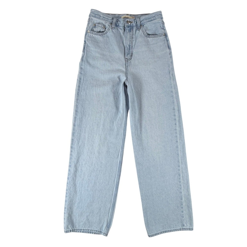 Levis Premium High Loose Wide Leg Light Wash Jeans 26 Womens Blue Denim
